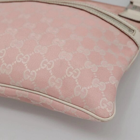 GUCCI GG Canvas Sherry Line Tote Bag Pink Silver 145809 Auth 141943 - Picture 4 of 16